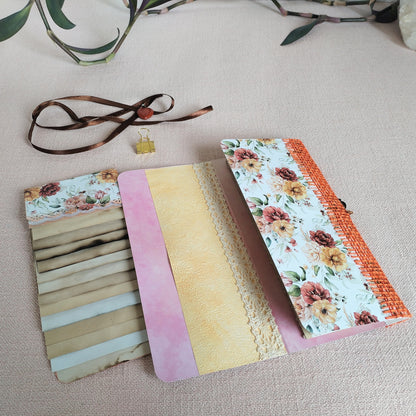 Long-Slim-Journal Motiv Rosen, Innenseite Bild 2 mit Wasserfallblock und Innentasche